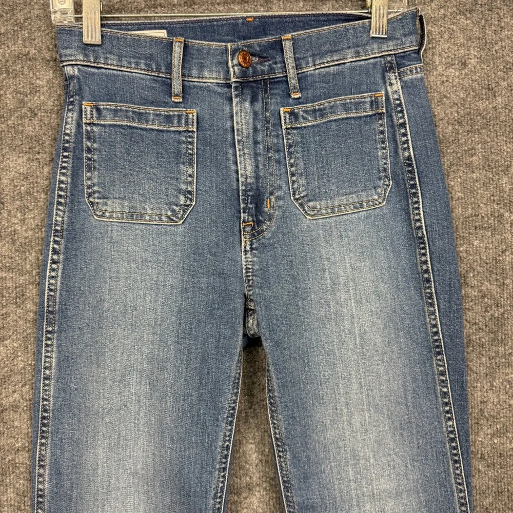Gap 70s Flare High Rise Jeans Womens 26 2 Medium Indigo Patch Pocket Denim - Picture 10 of 12